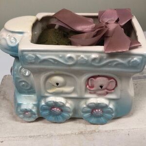 Vintage Ceramic Baby Room Train Planter